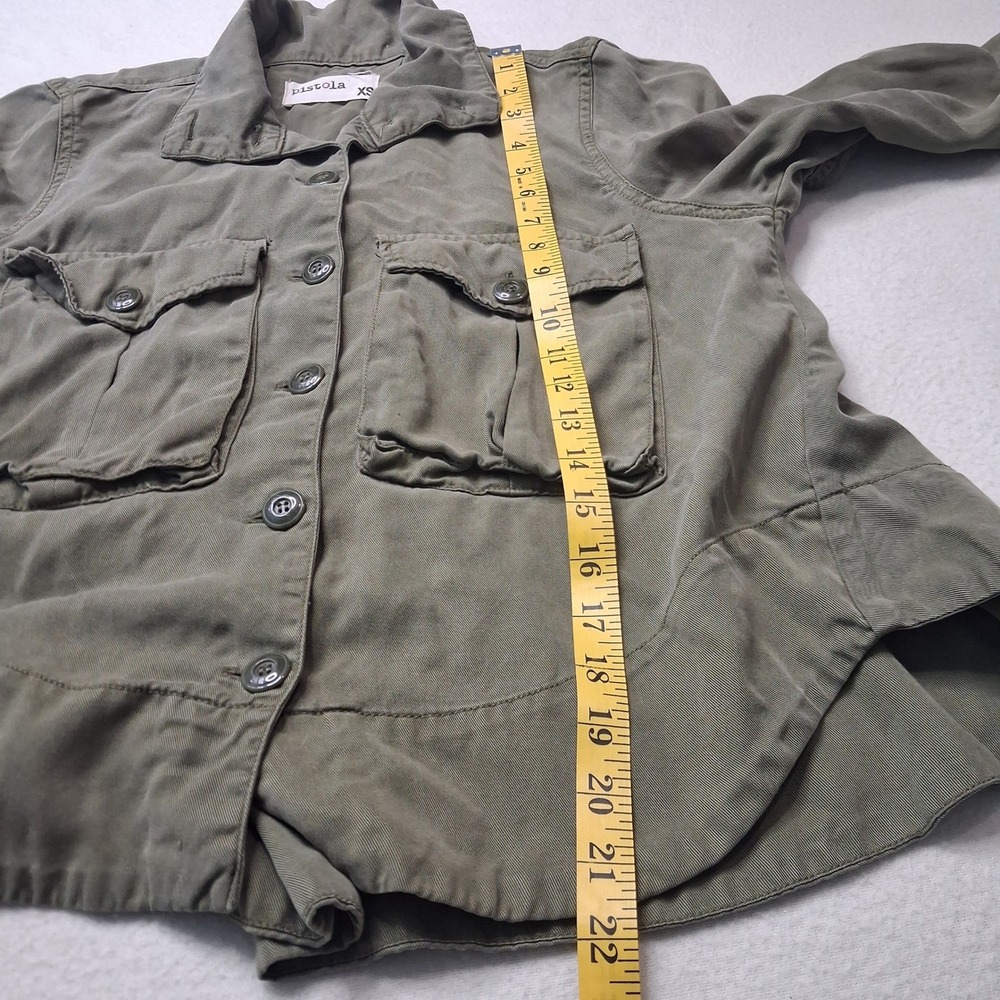 Pistola Olive Green Tencel Utility Jacket Womens XS P5001CD Button Front Cargo - Picture 4 of 13